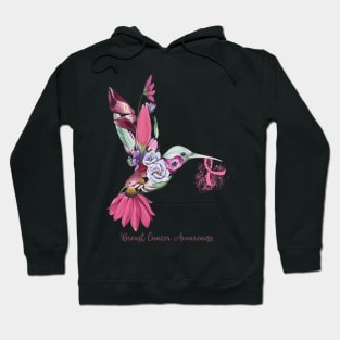 Breast Cancer Awareness Humming Bird Flowers Ribbon Hoodie